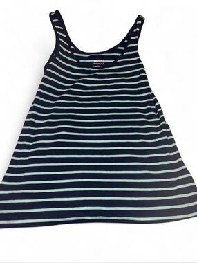 Apt. 9 Navy & Mint Green Striped Tank Top